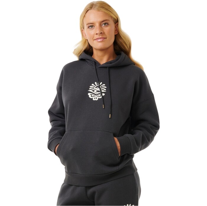 2024 Rip Curl Frauen Icons Of Surf Heritage Hoodie 06NWFL - Washed Black